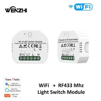 1/2 Банды Выключатель света DIY Модуль Wifi RF 433 МГц Автоматизация Беспроводные Настенные панели Пульт дистанционного Управления Smart Life Tuya Alexa Google Home