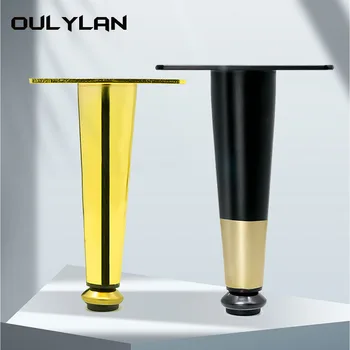 Oulylan 4 шт. Мебельные ножки, ножки журнального столика, черные и золотистые Металлические Ножки для домашнего дивана, ножка для телевизора, ножка для стула с наклонным конусом