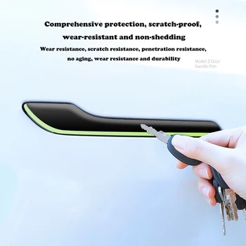 Новый набор наклеек на дверные ручки автомобиля из настоящего углеродного волокна с защитой от царапин, гибкая внешняя отделка для Tesla Model 3/Y Аксессуары