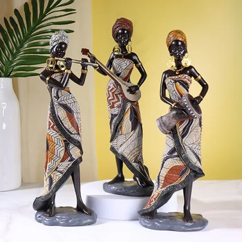 Статуя музыканта в стиле ретро в африканском стиле, Фигурка в экзотическом стиле, Креативное украшение дома, гостиной, крыльца, настольный подарок из смолы